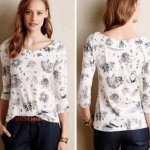 Anthropologie White and Black Long Sleeve Tee